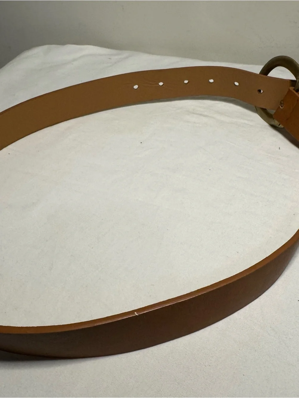 Women's Tan ASOS Belt with Gold Horseshoe Buckle. 34/36 Inches Length